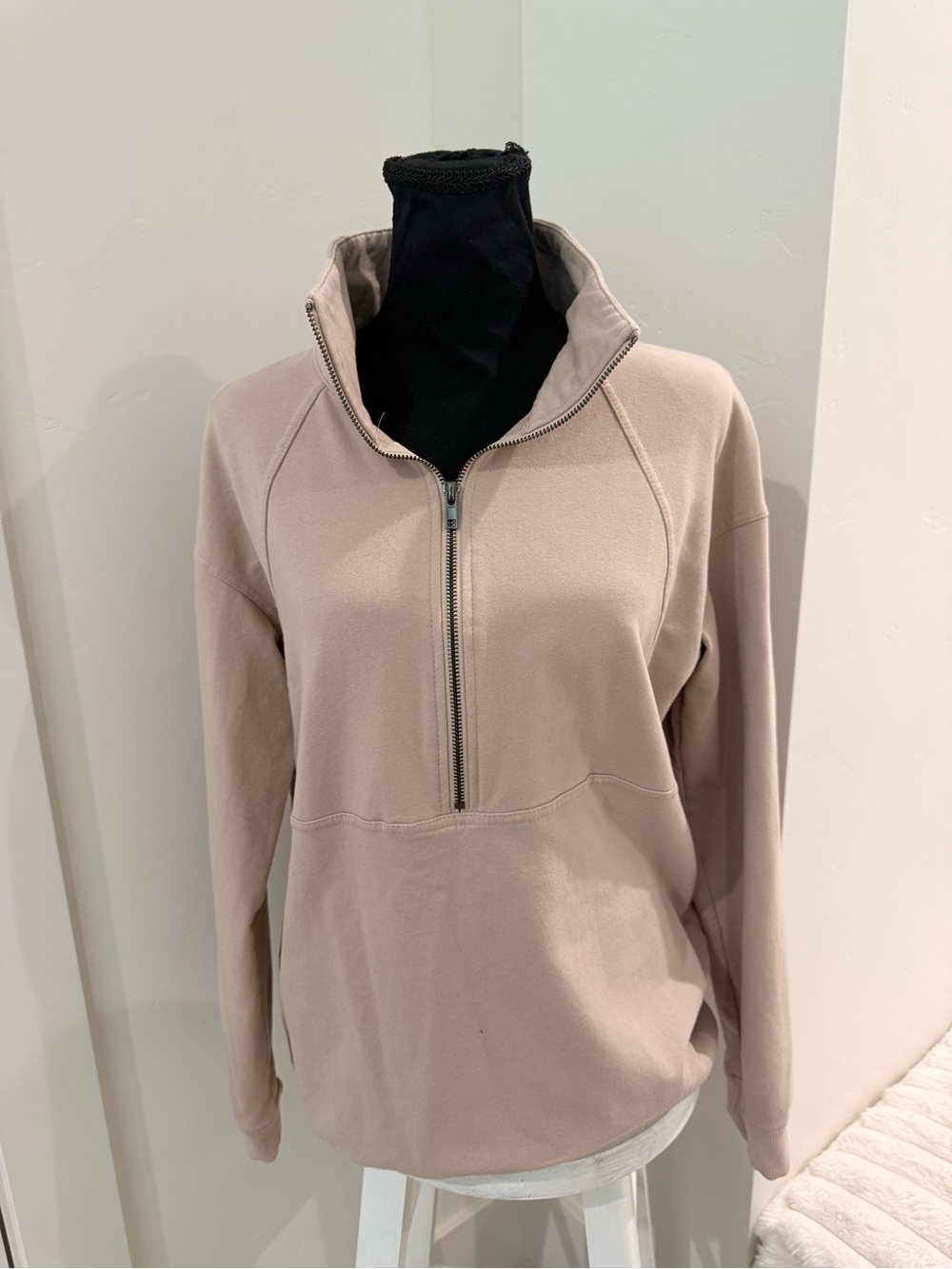 Women’s Khaki Half-Zip Pullover Sweater